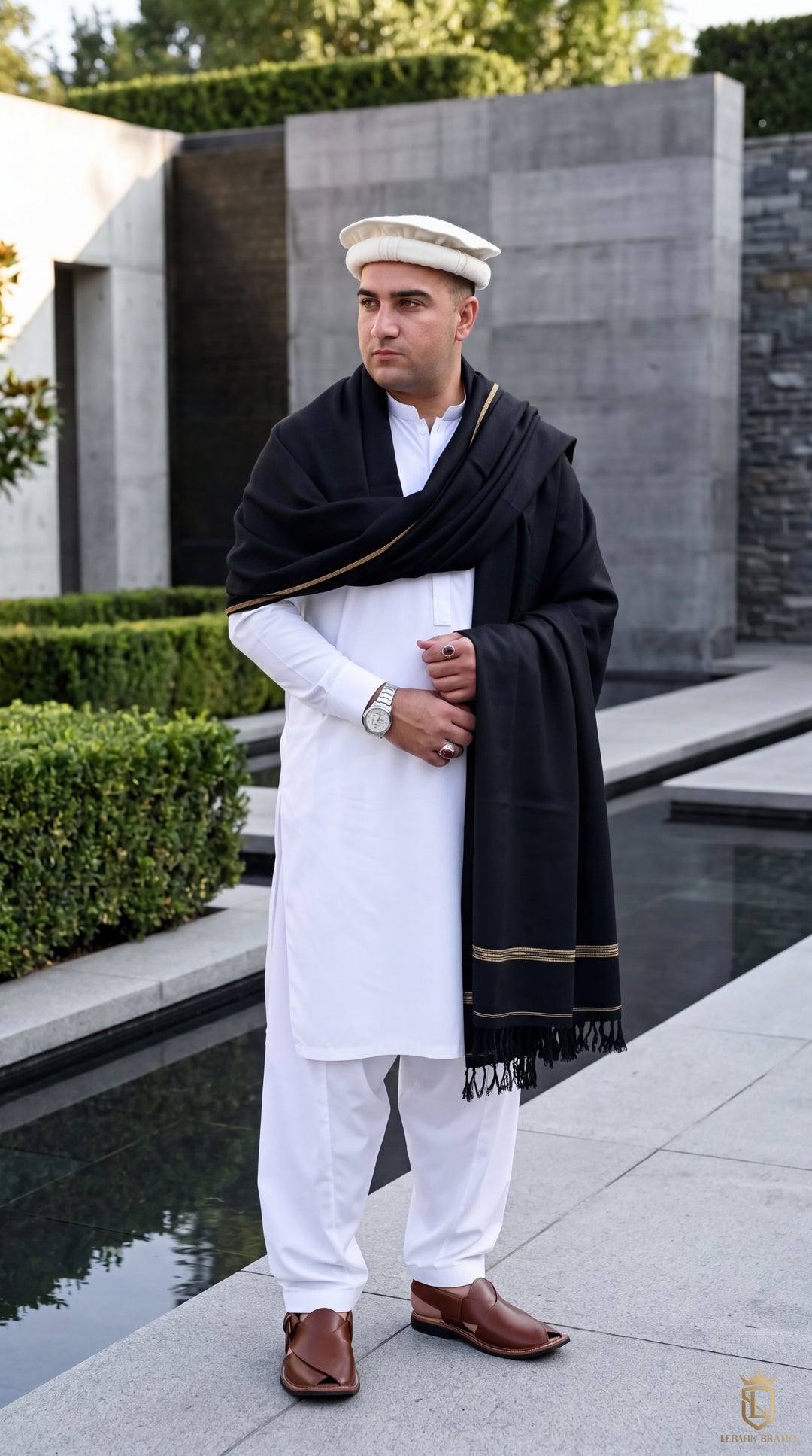 Pure Wool Islampuri Black Shawl
